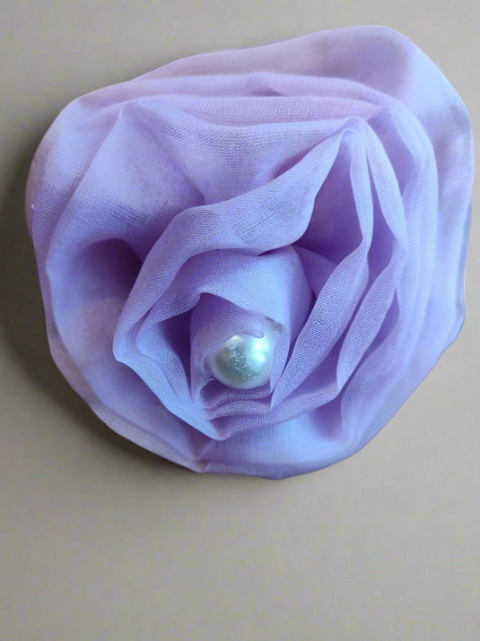 Flower Hair Clip In Organza With Pearl