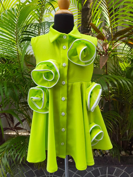 Neon Green Flower Dress