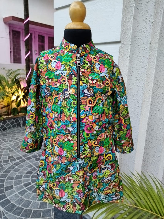 Doodle Embroidered Waistcoat Kurta Set With Pant
