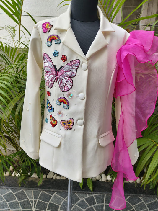 Butterfly Blazer Ruffle Cord Set