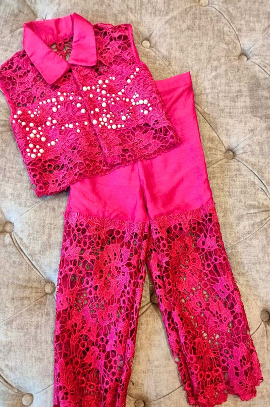 Pink Cutwork Cord Set