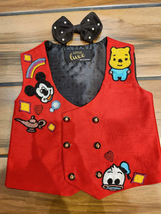 Red Disney Embroidered Waistcoat
