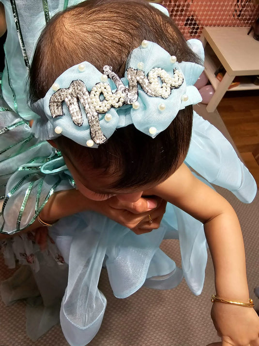 Personalized Organza Bow Hairband ( sequins)