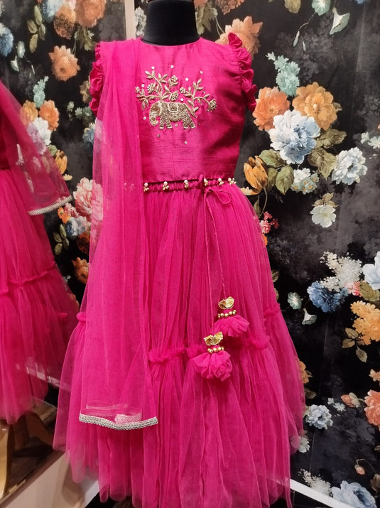 Magenta Elephant Lehenga Set