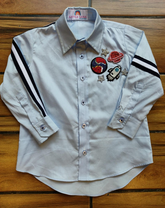 Space And Planet Shirt With Stripes