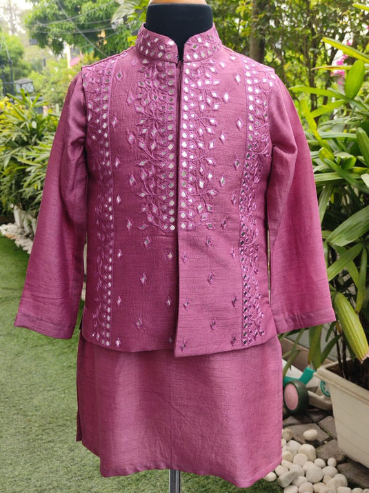 Heavy Mirror Embroidery Blush Pink Waistcoat Set With Pant