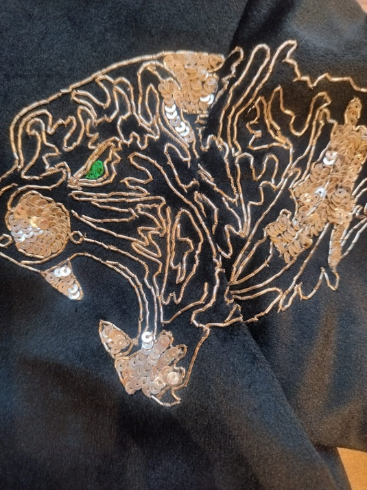 Black Velvet Tiger Embroidered Bandhgala