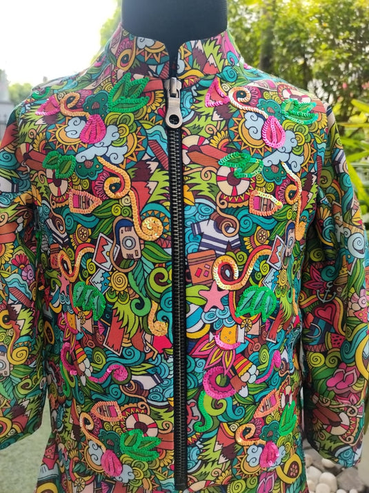 Doodle Embroidered Waistcoat Kurta Set With Pant