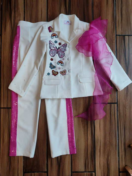 Butterfly Blazer Ruffle Cord Set