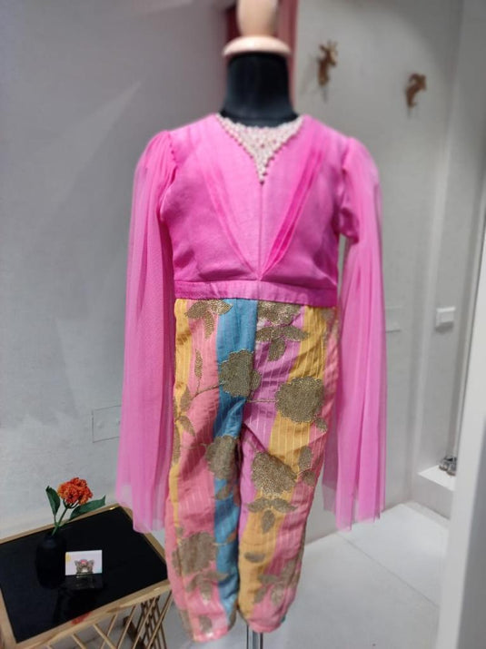 Pink Sequins Cape Jumpsuit