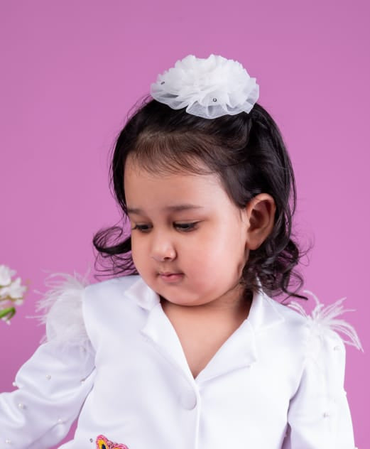 Organza Flower Hair Clip With Sequins