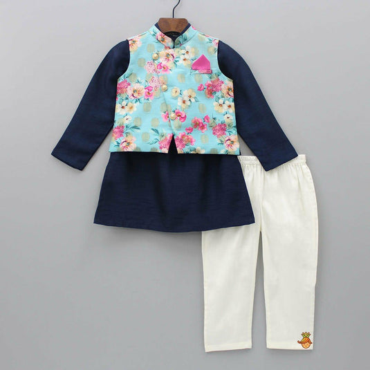 Blue Waistcoat Set With pant