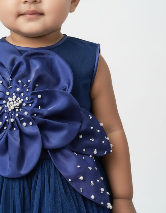 Blue Big Flower Dress