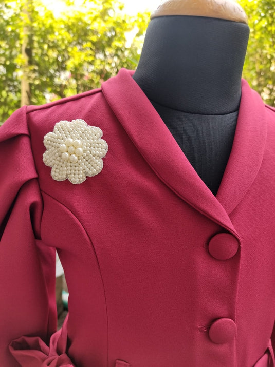 Marron Flower Belt Dress