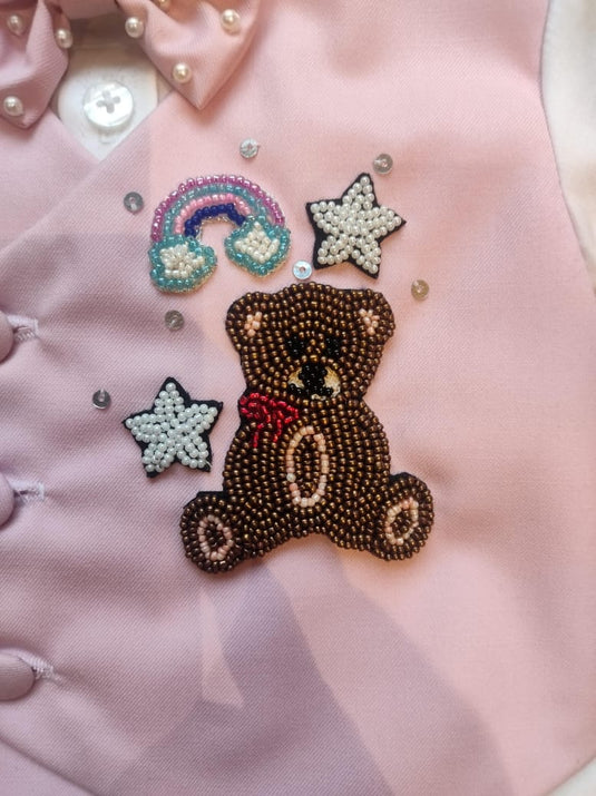 Pink Teddy Attached Jacket Set