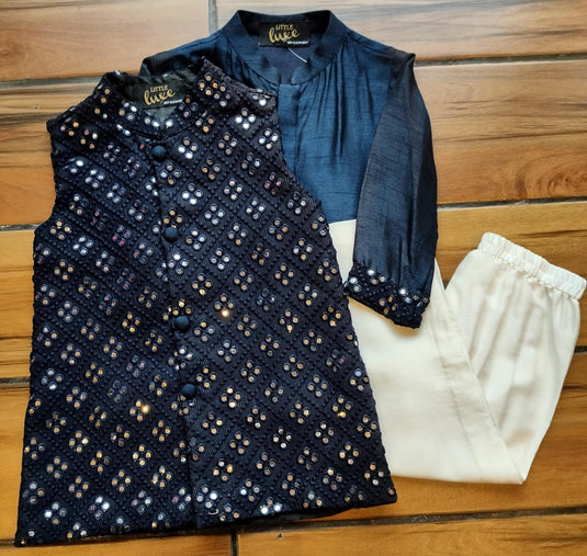 Mirrorwork Long Jacket Kurta Set With Pant