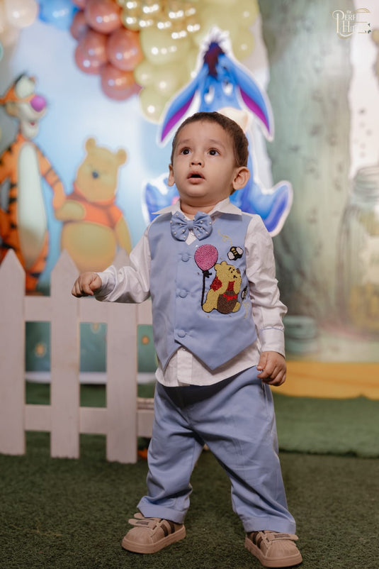 Winnie The Pooh Blue Attached Jacket Set