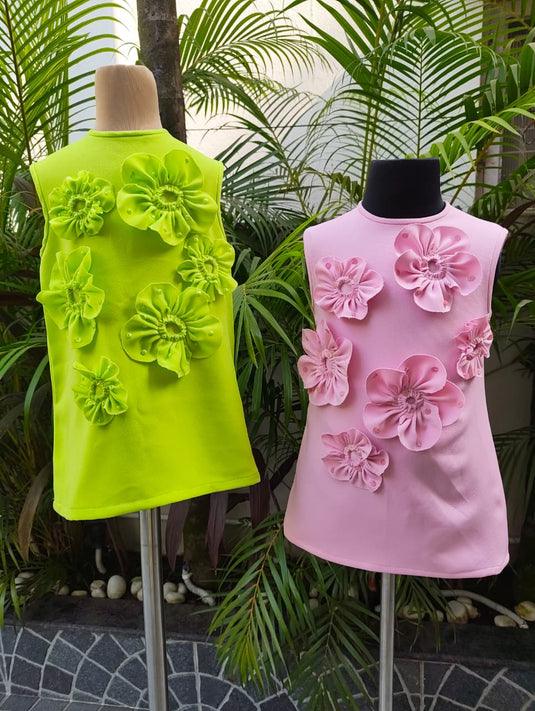 Pink Flower Dress With Sequins