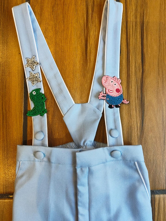 White And Blue George Pig Suspender Set