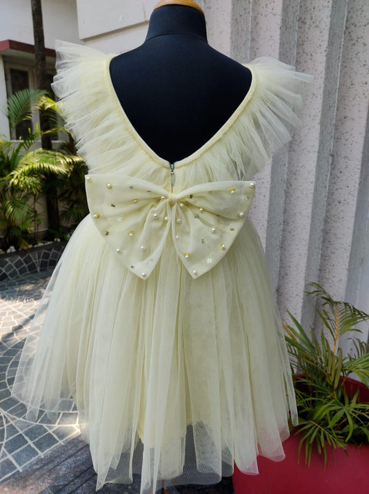 Light Yellow V Cut Sequins Dress