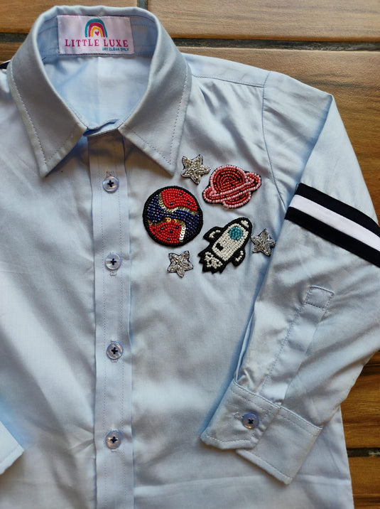 Space And Planet Shirt With Stripes