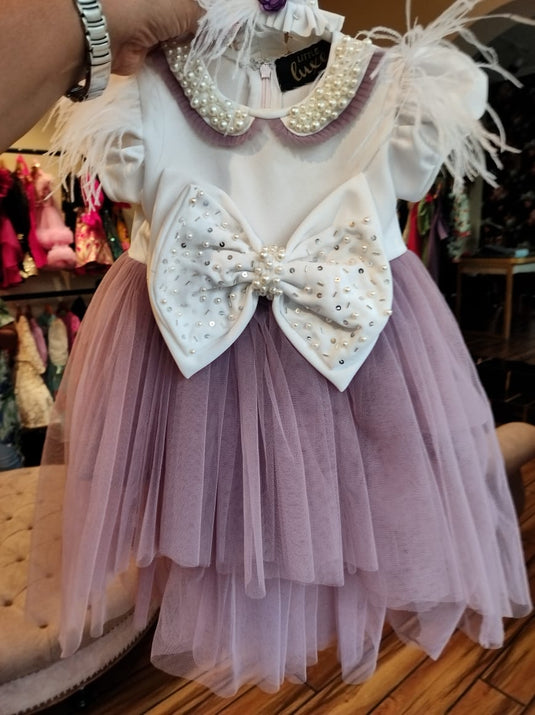 Gorgeous Up Down lavender Pearl Gown dress