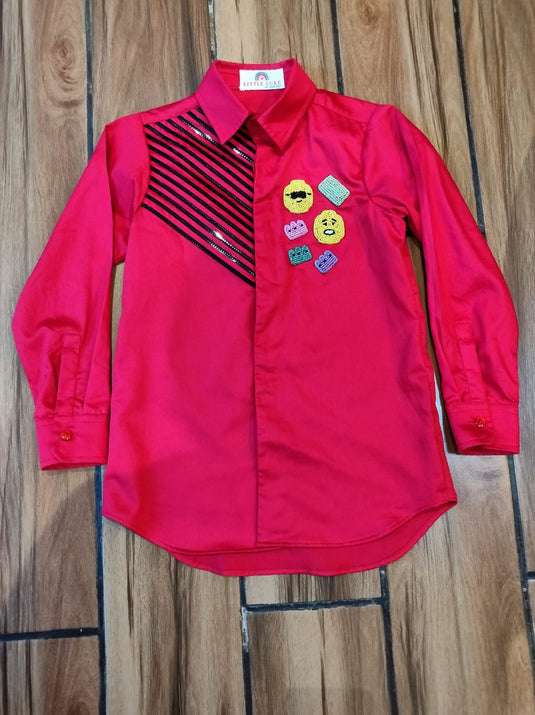 Red Metallic Lego Theme Shirt