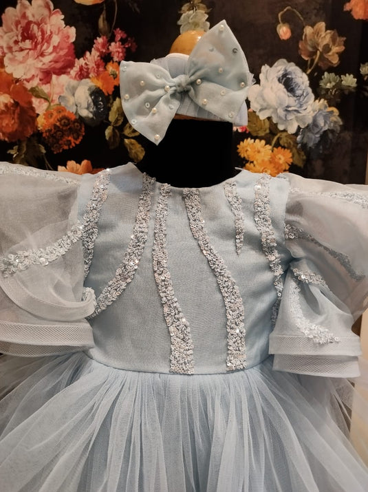 Light Blue Sequins Frock