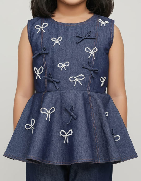 Peplum Denim Cord Set