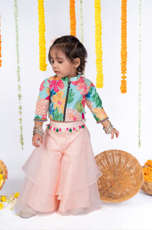 Floral Sequins Top Palazzo Set