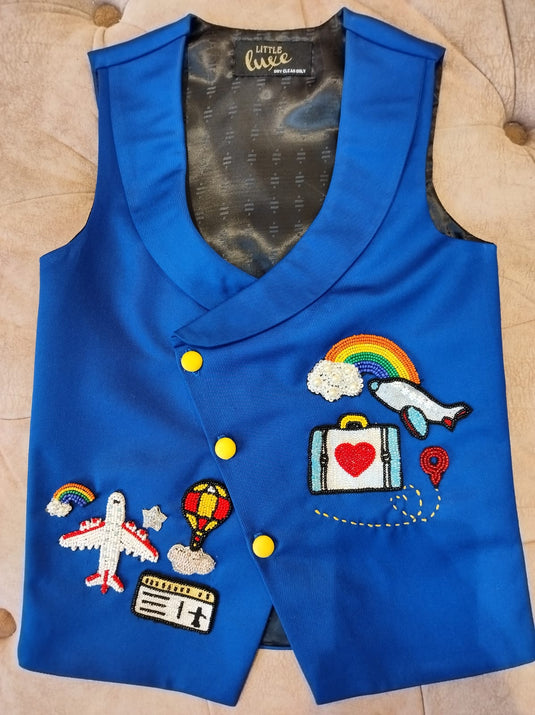 Transport theme Waistcoat Royal Blue