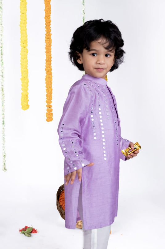 LavenderMirrorwork kurta Set With Pant
