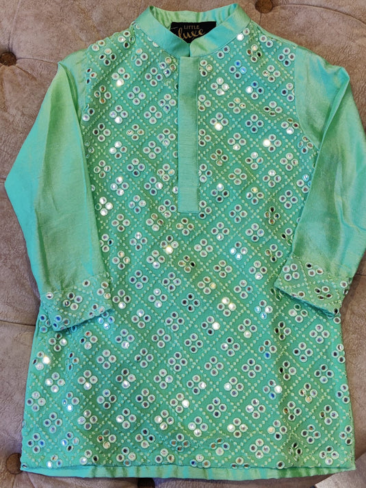 Moss Green Mirror Kurta Set With Pant