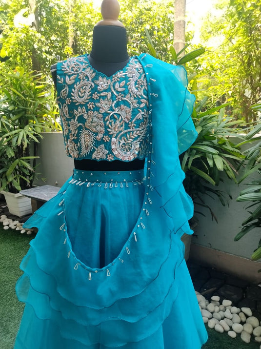 Green Paisley Heavy Embroidered Lehenga Set