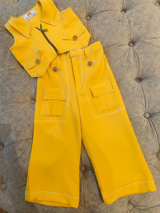 Trendy Yellow Cord Set With Pockets