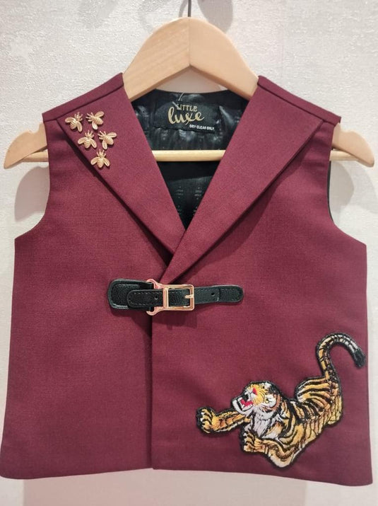 Maroon Tiger Buckle Waistcoat