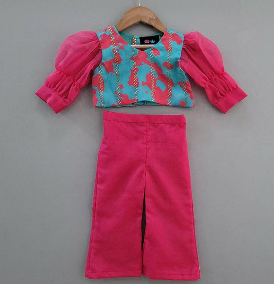 Blue Pink Palazzo Set