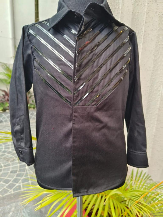 Black Metallic Lace Shirt