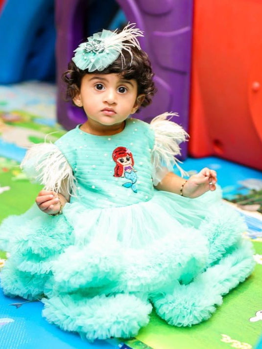 Mermaid Blue Double Ruffle Dress