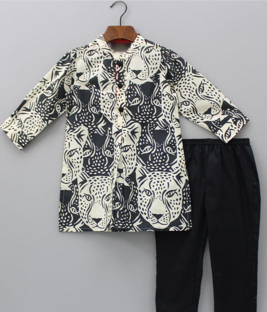 Leopard Kurta Set With Pant