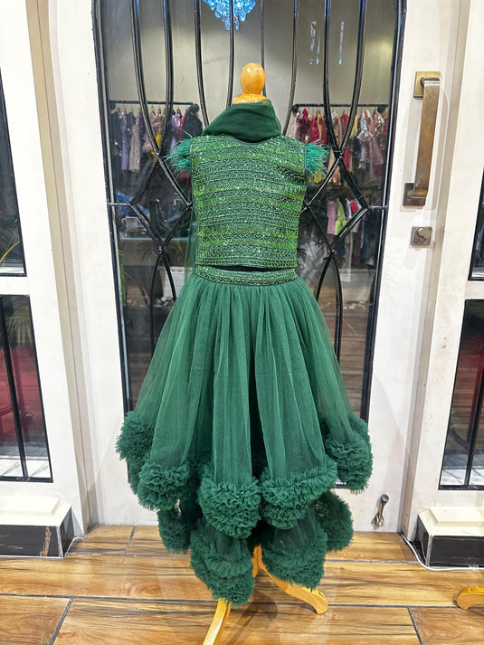 Bottle Green Katdana Lehenga