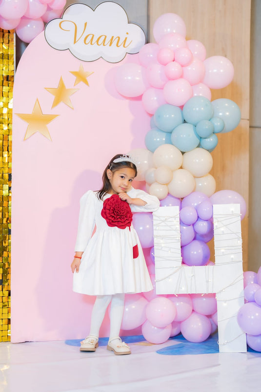 White Flower Dress full/half sleeve