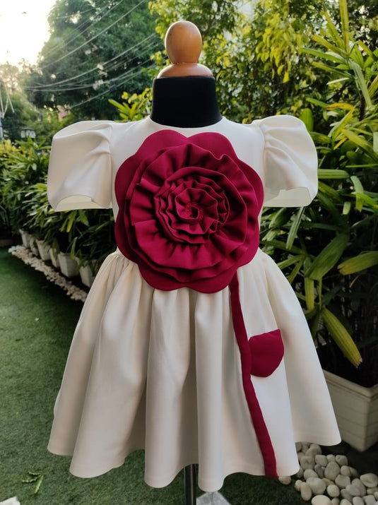 White Flower Dress full/half sleeve