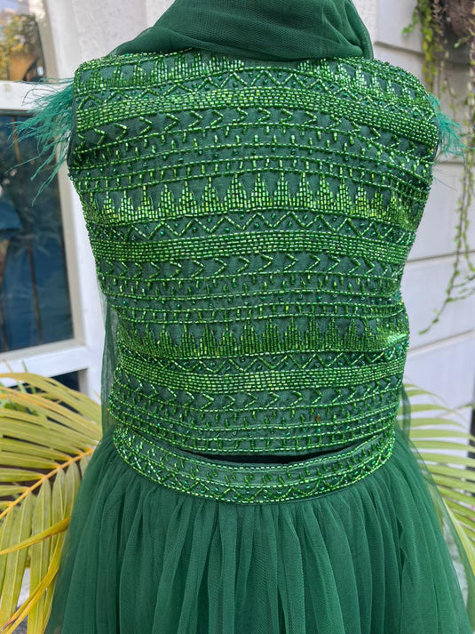 Bottle Green Katdana Lehenga