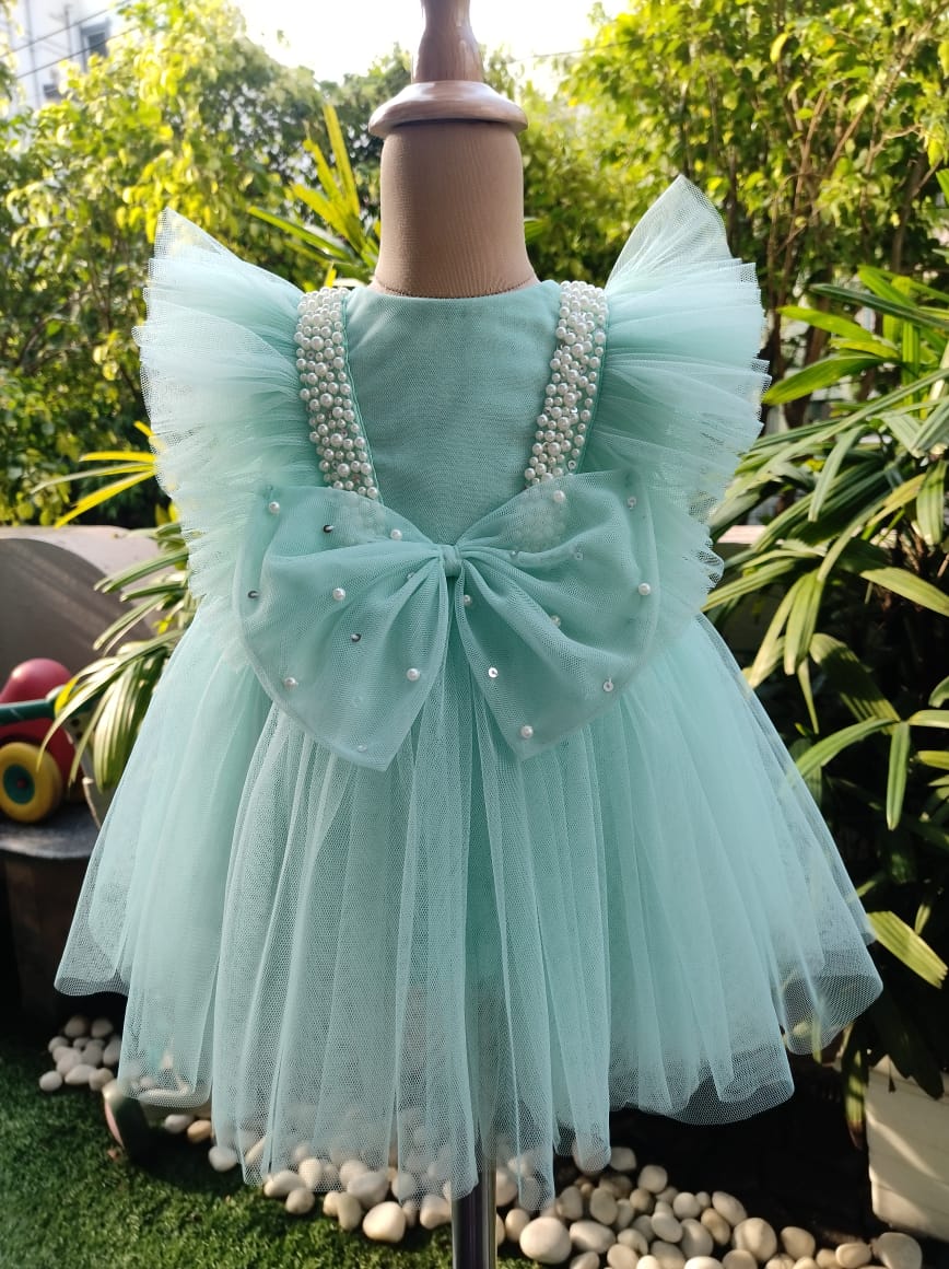 Sea Green Baby Pearl Frock Set