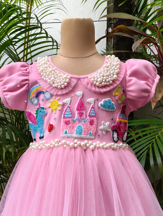 Unicorn Castle Hi Low Dress Pink