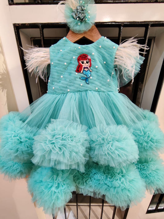 Mermaid Blue Double Ruffle Dress