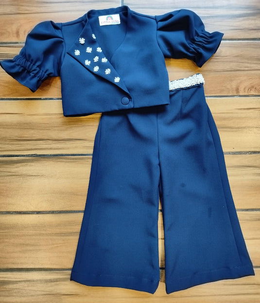 Navy Pearl Embellished Coord Set