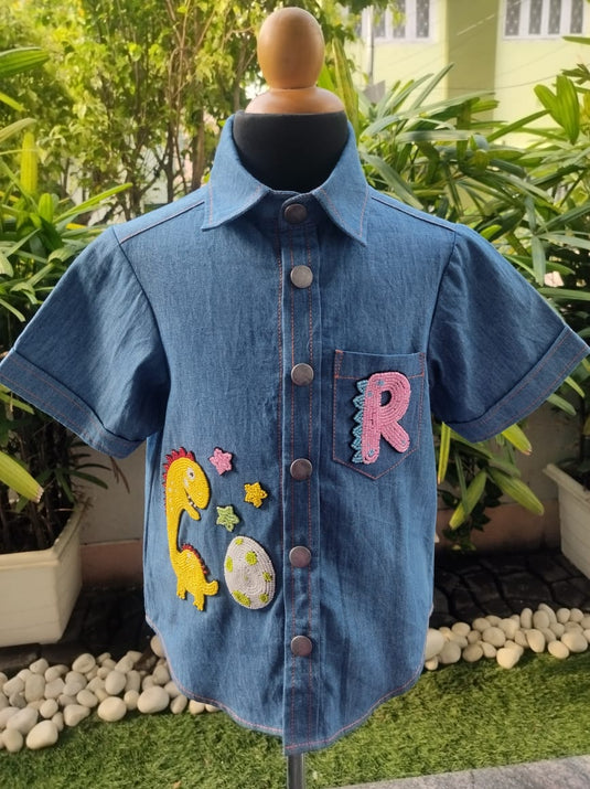 Personalised Dino Denim Shirt