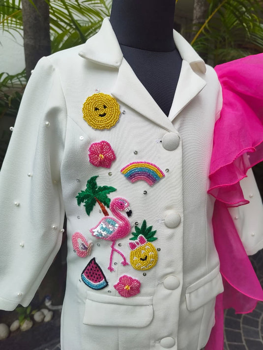 Flamingo Blazer Ruffle Dress